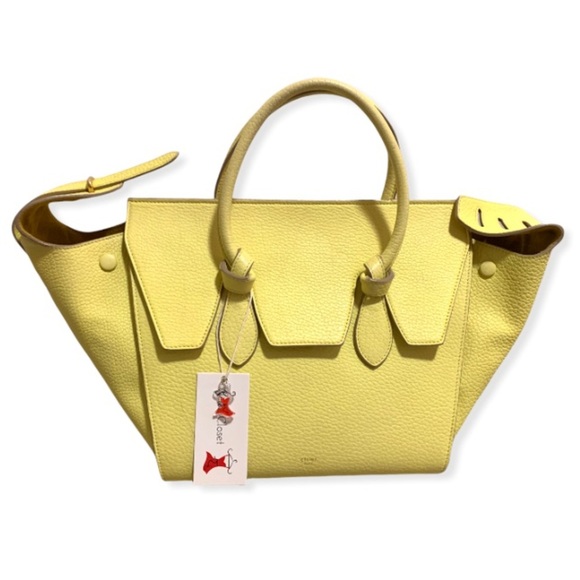 Celine Handbags - Celine fluorescent yellow grained leather Tie tote